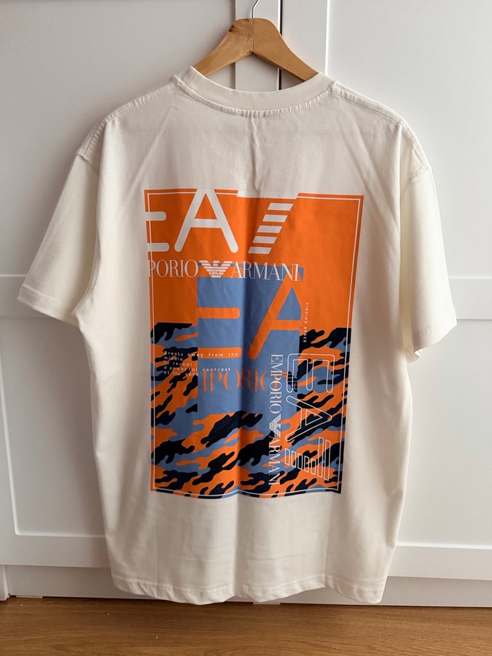 EA7 Baskılı Beyaz Erkek Tişört - Görsel 2