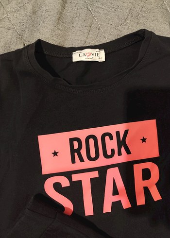 Kız Çocuk Siyah Rock Punk Tişört - Görsel 3