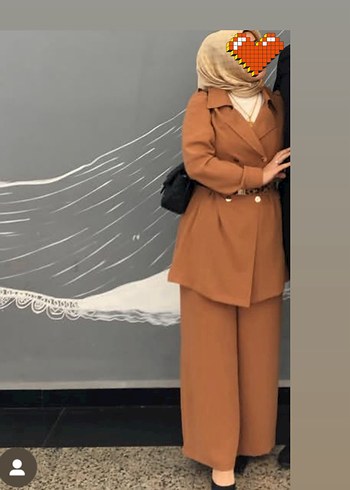 Kemerli Camel Kadın Uzun Takım Elbise