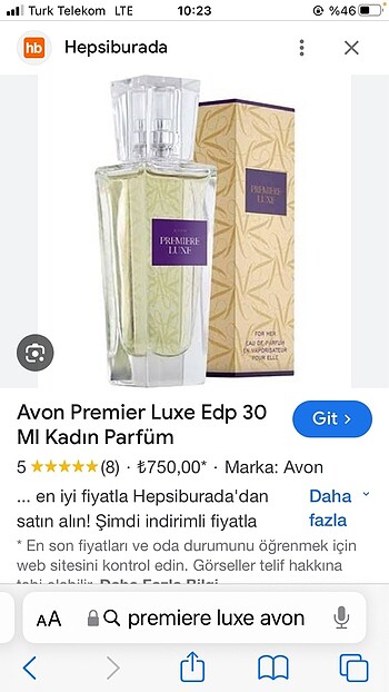 Avonun orjinal parfüm PREMIERE LUXE parfüm 30ml