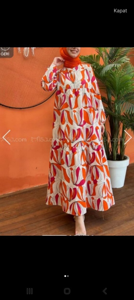 Mavi Desenli Bohem Uzun Elbise - Görsel 3