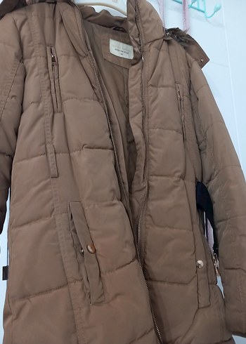 Kadın Bej Kürklü Midi Kışlık Mont - Görsel 2