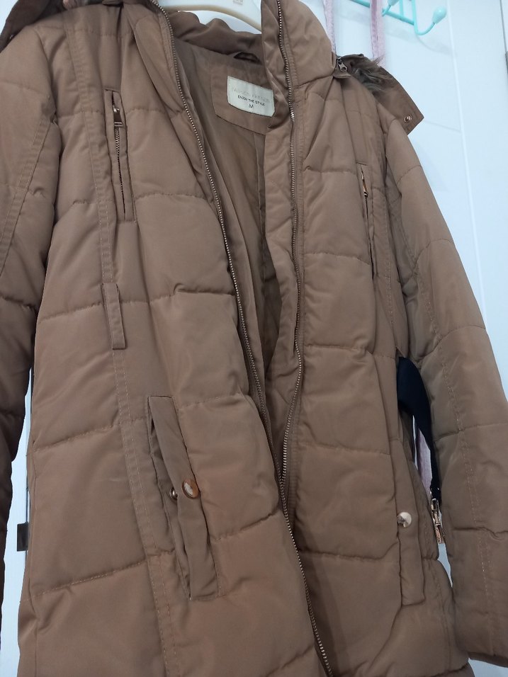 Kadın Bej Kürklü Midi Kışlık Mont - Görsel 2