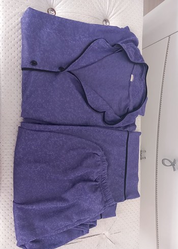 xxl Beden Düğmeli Mor Uzun Kollu Pijama Takımı