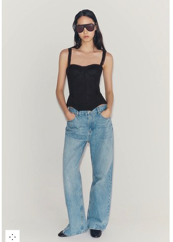 Zara Dantel Detayli Siyah Korse Top