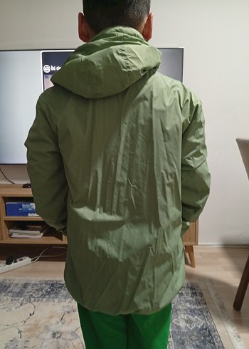 Erkek Haki Midi Yağmurluk Fermuarlı - Görsel 7