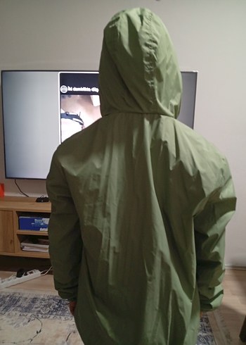 Erkek Haki Midi Yağmurluk Fermuarlı - Görsel 5