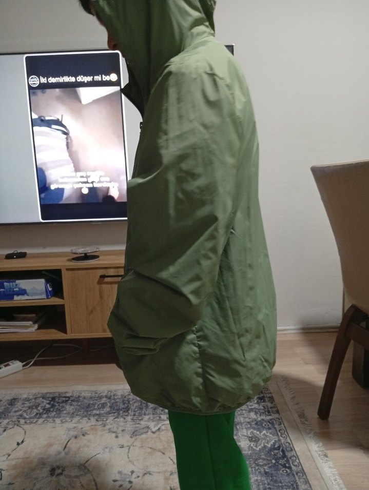 Erkek Haki Midi Yağmurluk Fermuarlı - Görsel 4