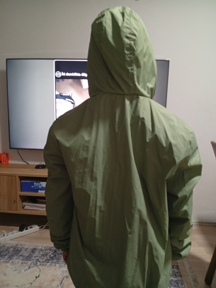 Erkek Haki Midi Yağmurluk Fermuarlı - Görsel 5