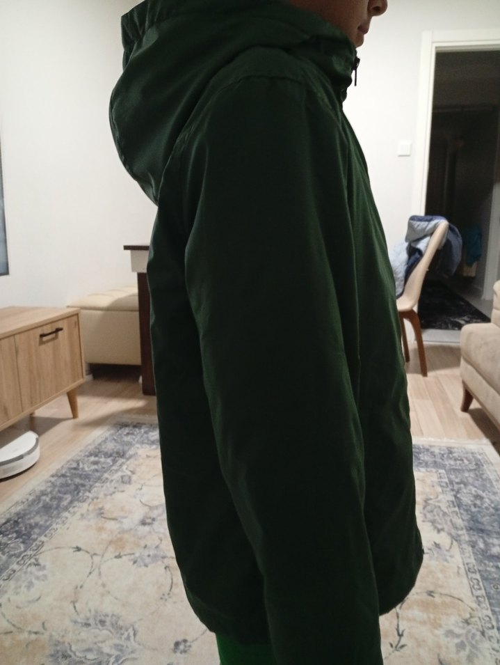 Yeşil Erkek Fermuarlı Yağmurluk - Görsel 2