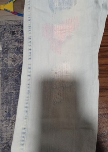 Bej Düğmeli Gevşek Kesim çocuk Kot Pantolon - Görsel 3