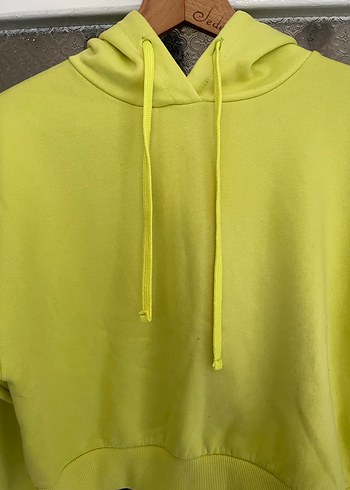 Sarı Kapüşonlu Salaş Mini Sweatshirt - Görsel 2