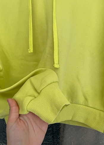 Sarı Kapüşonlu Salaş Mini Sweatshirt - Görsel 4