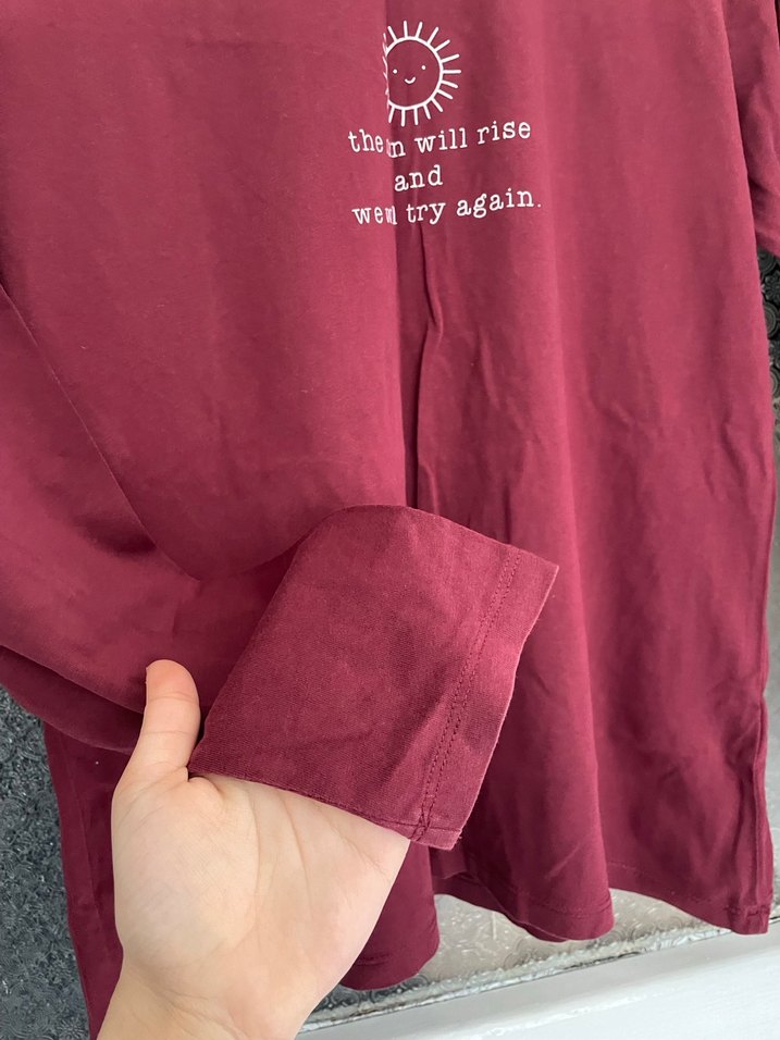 Bordo Uzun Kollu Tişört - Görsel 3