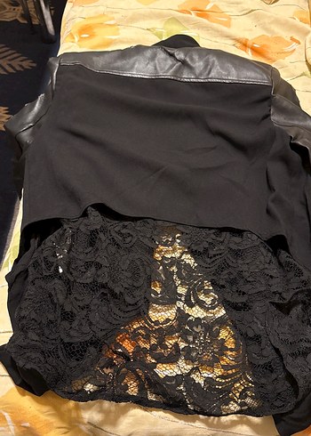 Dantel Detaylı Siyah Fitted Uzun Tuxedo Ceket - Görsel 5