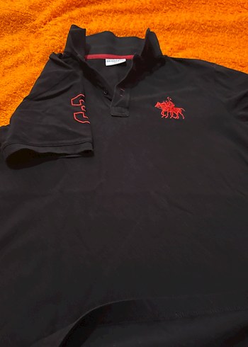 Unisex Siyah Polo Yaka Kısa Kollu Tişört - Görsel 5