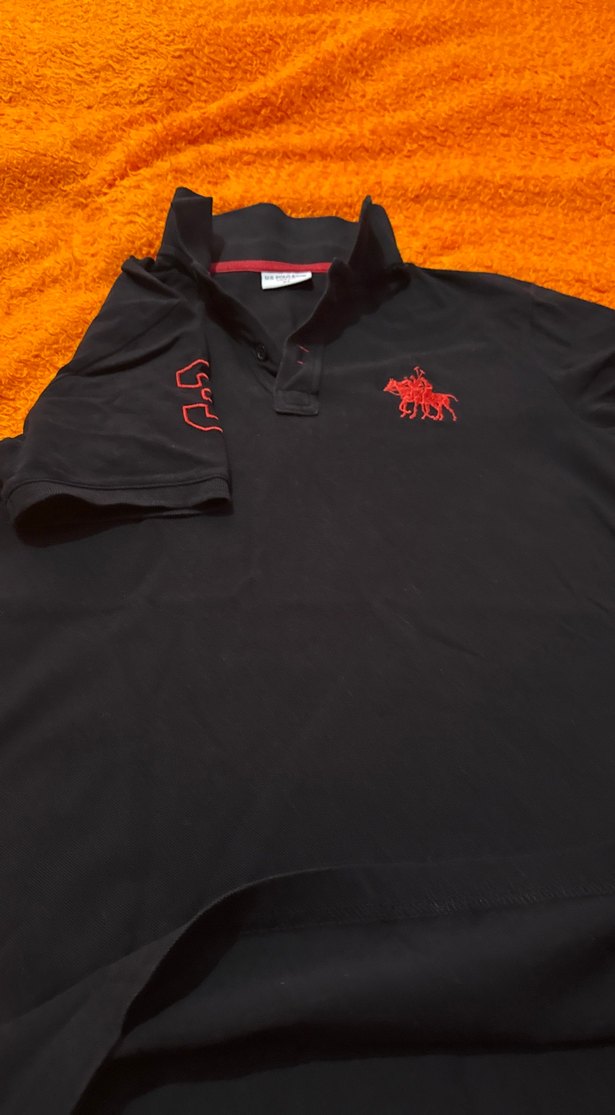 Unisex Siyah Polo Yaka Kısa Kollu Tişört - Görsel 5