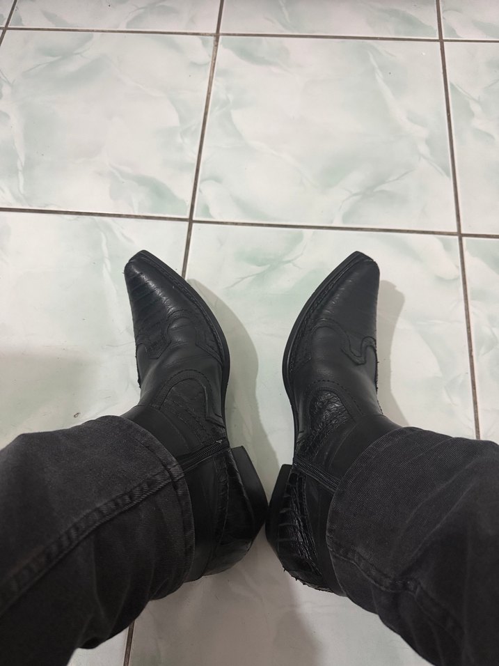 Footcourt Marka Kemer Detaylı Siyah Erkek Biker Deri Bot - Görsel 3