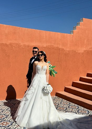 İnce Askılı Bohem A Kesim Gelinlik - Görsel 3