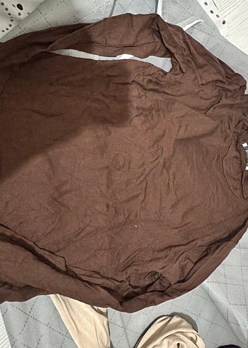 Kahverengi parmak detaylı Bluz - Görsel 4