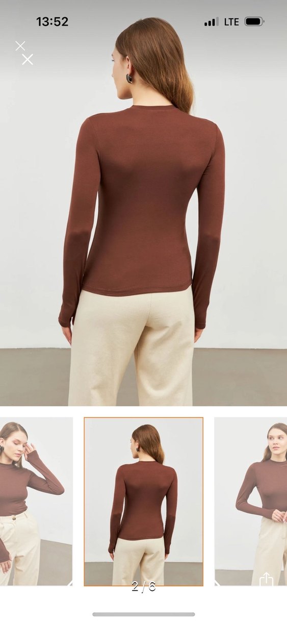 Kahverengi parmak detaylı Bluz - Görsel 3