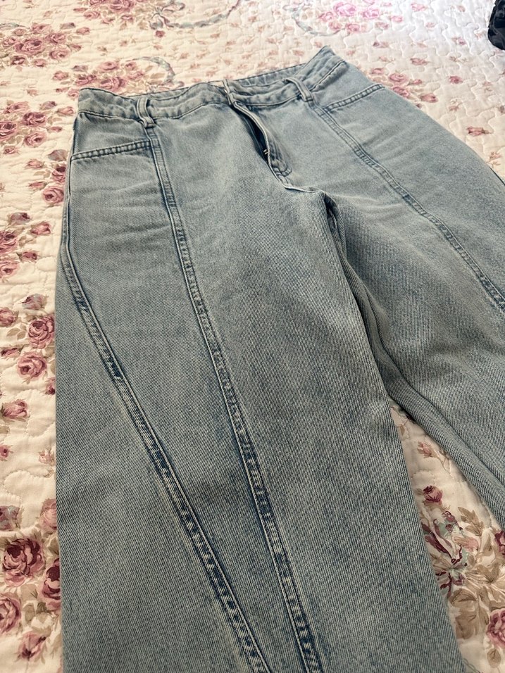 Gri Midi Geniş Kesim Kadın Kot Pantolon - Görsel 2