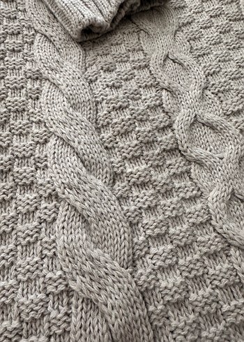 Bej Bohem Boğazlı Uzun Kollu Triko Kazak - Görsel 2