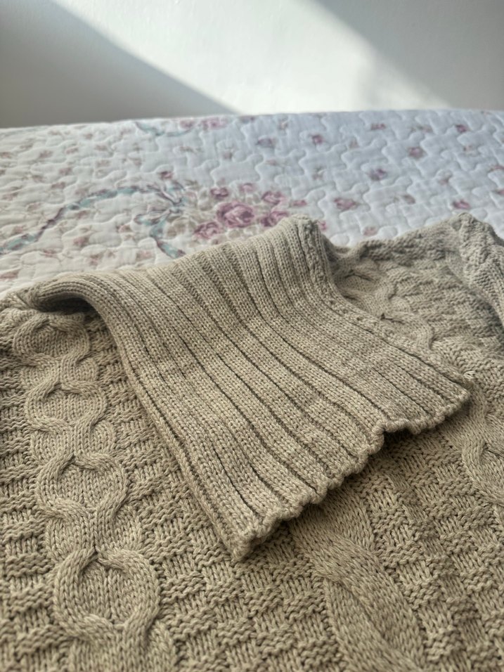 Bej Bohem Boğazlı Uzun Kollu Triko Kazak - Görsel 4