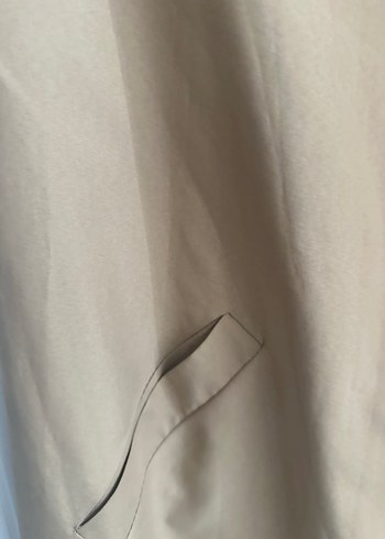 Bej Düğmeli Kadın Keten Uzun trençkot - Görsel 5