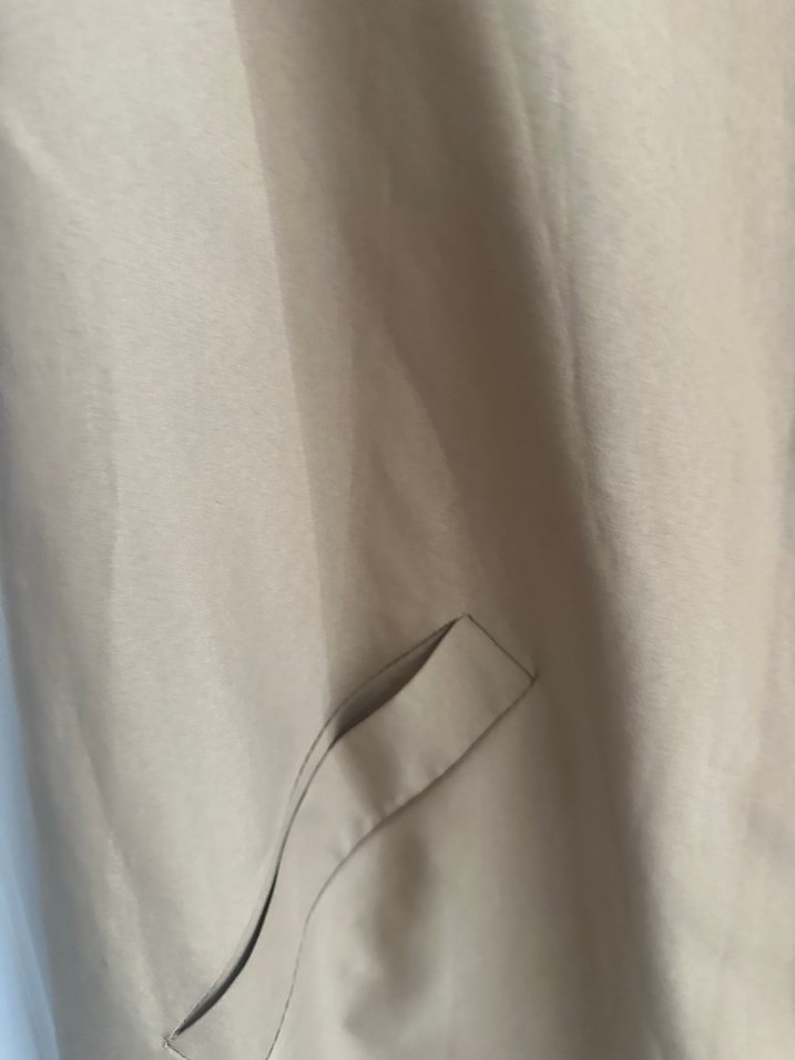 Bej Düğmeli Kadın Keten Uzun trençkot - Görsel 5