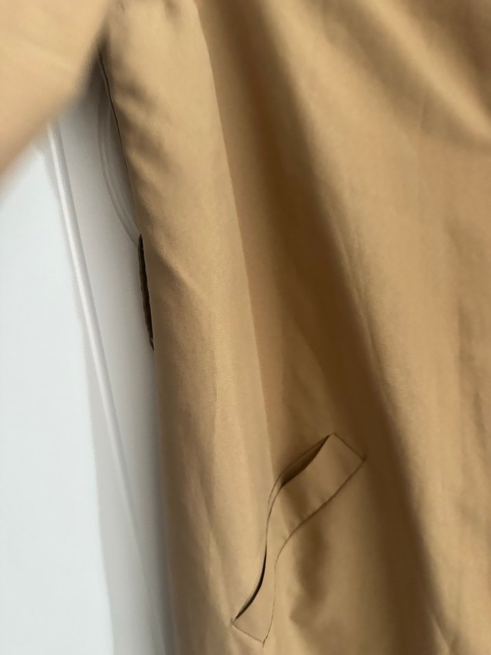 Bej Düğmeli Kadın Keten Uzun trençkot - Görsel 3