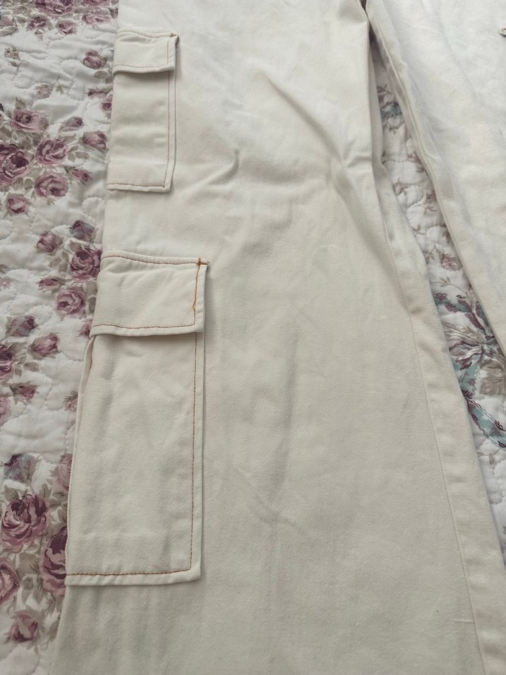 Kadın Bej Bol Kesim Midi Kargo Pantolon - Görsel 2