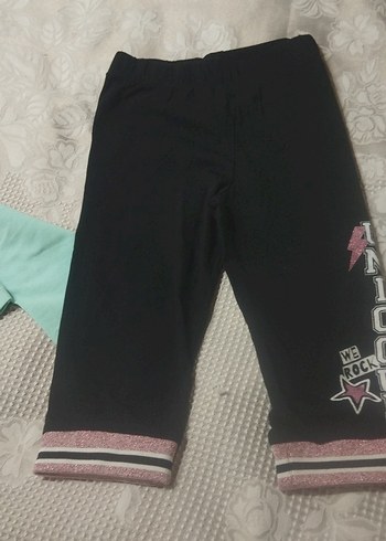 Kız Çocuk Turkuaz Pastel Baskılı Pamuklu Taytlar - Görsel 3