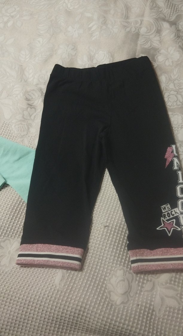 Kız Çocuk Turkuaz Pastel Baskılı Pamuklu Taytlar - Görsel 3