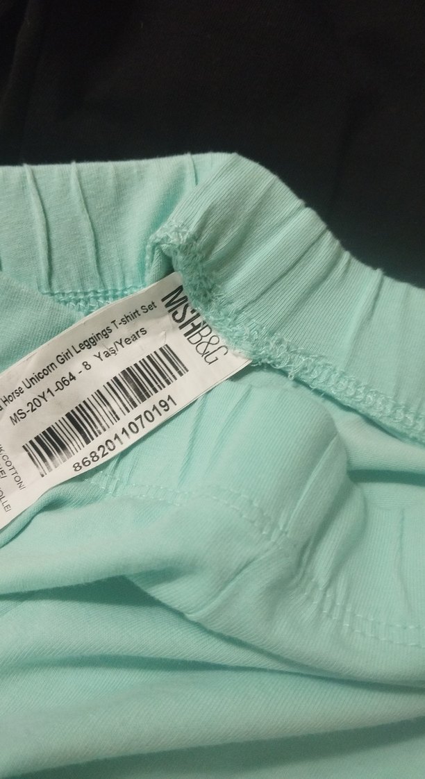 Kız Çocuk Turkuaz Pastel Baskılı Pamuklu Taytlar - Görsel 5