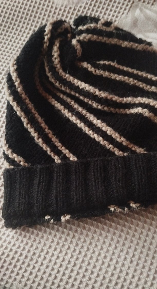 Kadın siyah çizgili örgü bere - Görsel 2