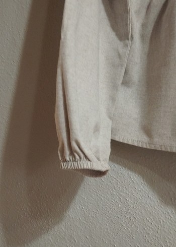 Bej Kadın Keten Uzun Kollu Bluz - Görsel 3