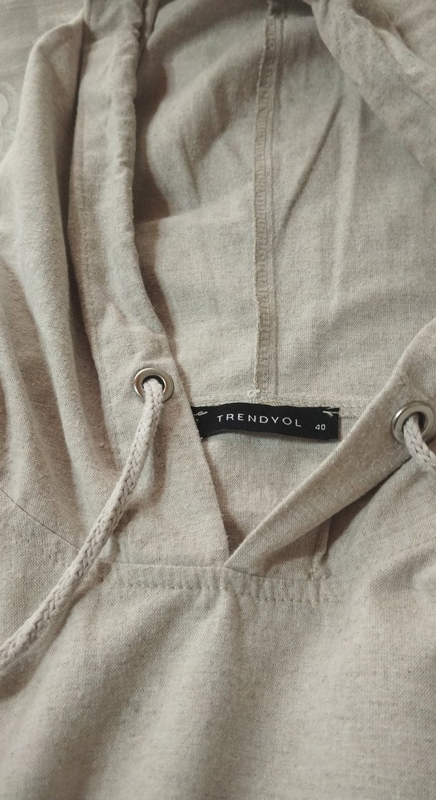 Bej Kadın Keten Uzun Kollu Bluz - Görsel 4