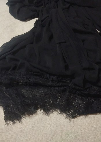 Siyah Uzun Kollu V Yaka Uzun Elbise - Görsel 7