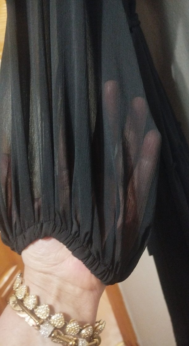 Siyah Uzun Kollu V Yaka Uzun Elbise - Görsel 3