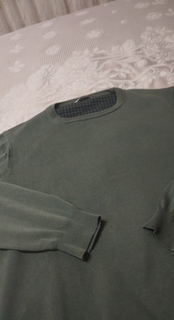 Erkek Haki Renkli Triko Bisiklet Yaka Kazak - Görsel 2