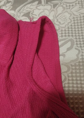 Düğmeli Pembe Kolsuz Keten Gömlek - Görsel 5