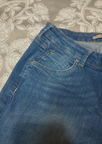 Düğmeli Mavi Kadın Jean Pantolon - Görsel 5