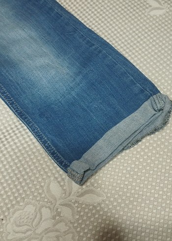 Düğmeli Mavi Kadın Jean Pantolon - Görsel 2