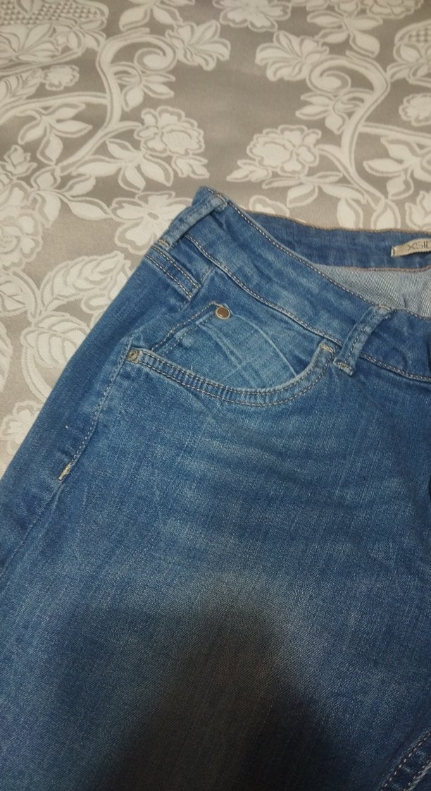 Düğmeli Mavi Kadın Jean Pantolon - Görsel 5