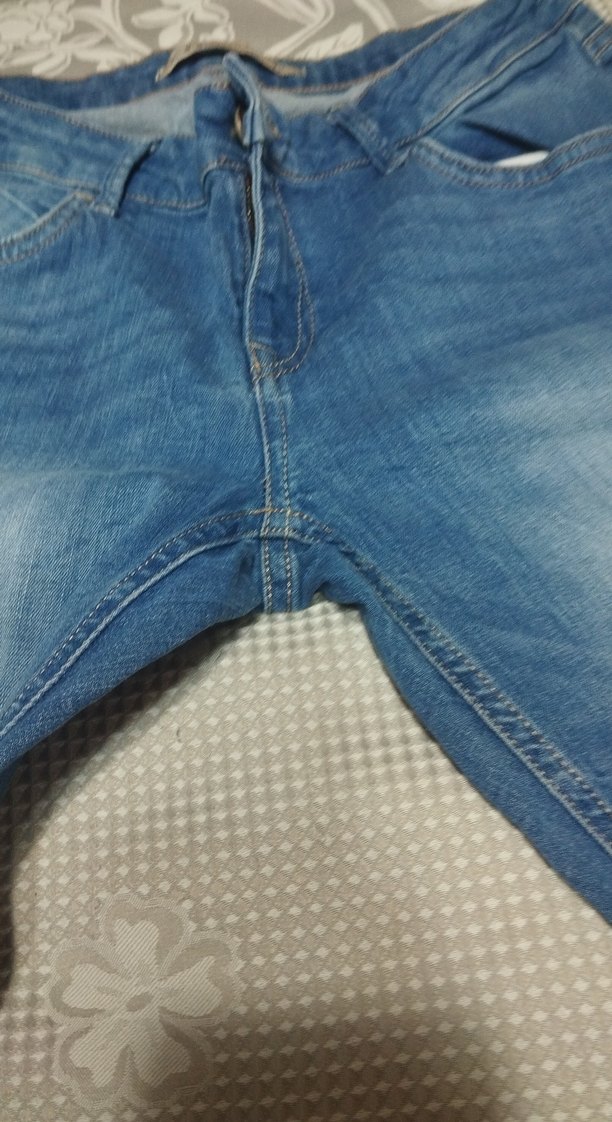 Düğmeli Mavi Kadın Jean Pantolon - Görsel 3