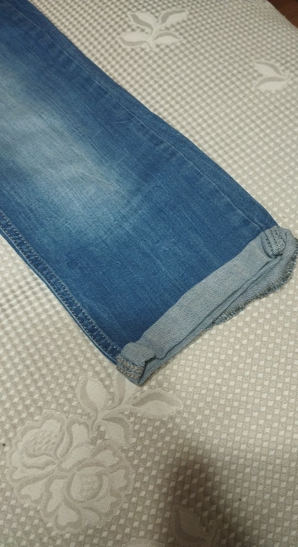 Düğmeli Mavi Kadın Jean Pantolon - Görsel 2