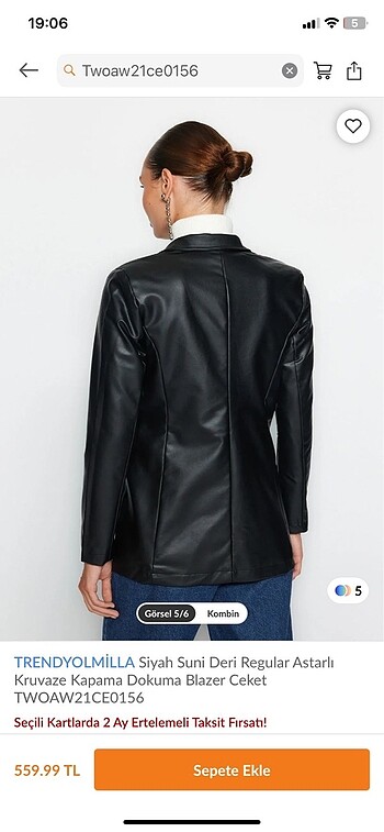 xs Beden siyah Renk Trendyolmila blazer deri ceket