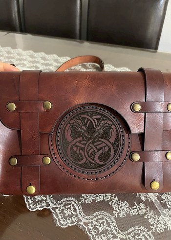 Kahverengi Hakiki Deri Bohem Kadın Çapraz Çanta - Görsel 2