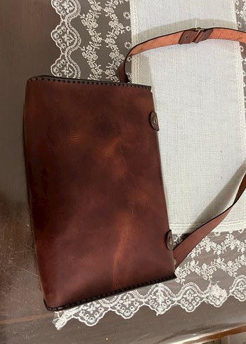 Kahverengi Hakiki Deri Bohem Kadın Çapraz Çanta - Görsel 5